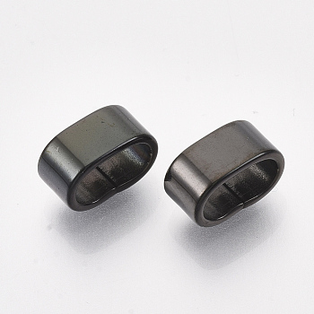 304 Stainless Steel Slide Charms, Rectangle, Gunmetal, 5x10x6mm, Hole: 8x4mm