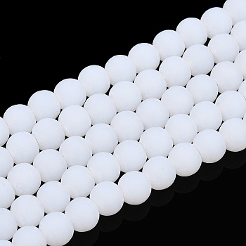 Imitation Jade Glass Beads Strands, Frosted, Round, Creamy White, 4~4.5mm, Hole: 0.8mm, about 97~99pcs/strand, 14.76 inch~14.96 inch(37.5~38cm)