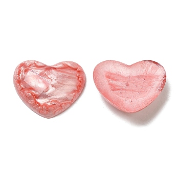 Imitation Gemstone Epoxy Resin Cabochons, Heart, Pink, 17x20x5mm