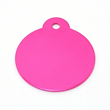 Aluminum Blank Pendants, Flat Round, Deep Pink, 36x31.5x1mm, Hole: 3mm, 10pcs/bag