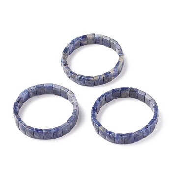 Natural Sodalite Stretch Bracelets, Faceted, Rectangle, 2-3/8 inch(6cm)