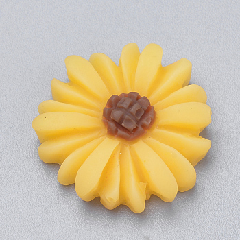 Resin Cabochons, Chrysanthemum, Gold, 16~17x5mm