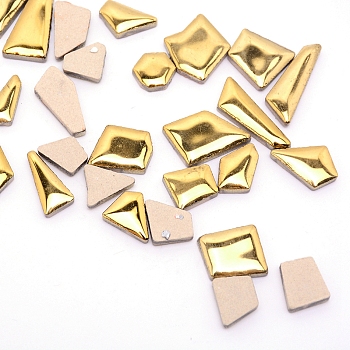 Porcelain Cabochons, Mosaic Tiles, for Home Decoration or DIY Crafts, Irregularity, Gold, 10~32x9~17x4mm, 680pcs/kg
