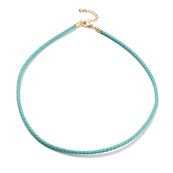 Braided Round Imitation Leather Bracelets Making, with Golden Tone Stainless Steel Lobster Claw Clasps, Turquoise, 17-1/8 inch(43.6cm)