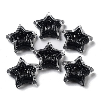 Acrylic Beads, Bead in Bead, Star, Black, 22x23x6mm, Hole: 2mm