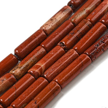 Natural Red Jasper Beads Strands, Column, 14x4mm, Hole: 1mm, about 28pcs/strand, 15.35 inch(39cm)