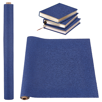 1 Sheet Rectangle Linen Fabric, with Paper Back, for Book Binding, Prussian Blue, 100x43x0.05cm