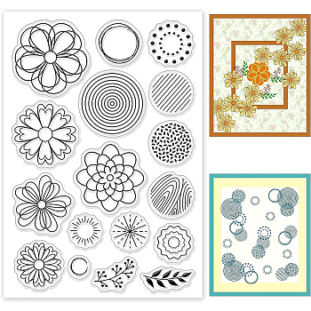 PVC Plastic Stamps, for DIY Scrapbooking, Photo Album Decorative, Cards Making, Stamp Sheets, Flower Pattern, 16x11x0.3cm