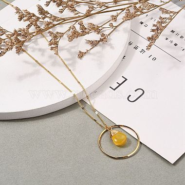 Teardrop Glass Beads Pendant Necklaces(NJEW-JN03205-03)-4