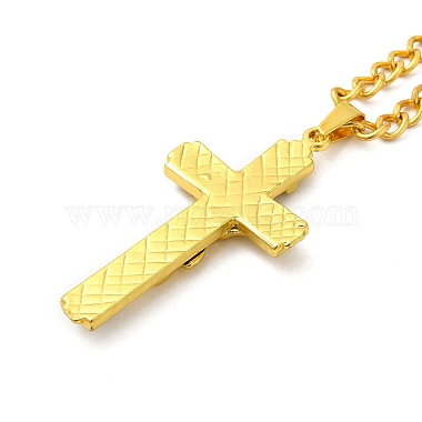 Ожерелье-подвеска из сплава креста с Иисусом и железными цепочками в виде коробочки(NJEW-D048-04AG)-3