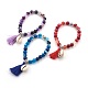 Natural Striped Agate/Banded Agate(Dyed) Beads Stretch Charm Bracelets(BJEW-JB04041-M)-1