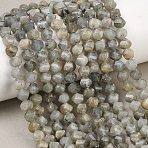 Natural Labradorite Beads Strands, Faceted, Twist, 6~6.5x5x5mm, Hole: 1mm, about 58~61pcs/strand, 14.17''~14.69''(36~37.3cm)(G-P611-C26-01)