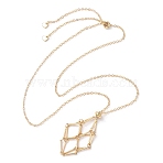 Crystal Stone Cage Pendant Necklaces, with Brass Slider, 304 Stainless Steel Cable Chain Necklaces, Real 18K Gold Plated, 25.83 inch(65.6cm), Pendnats: 48.5x24mm(NJEW-JN04766-02)