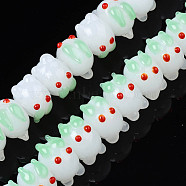Handmade Bumpy Lampwork Beads Strands, Rabbit, Light Green, 14.5~16x10x14~15mm, Hole: 1mm, about 45pcs/strand, 17.32 inch~17.72 inch(44cm~45cm)(LAMP-T017-01D)