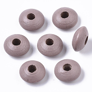 Dyed Natural Beech Wood Beads, Rondelle, Rosy Brown, 12x6mm, Hole: 3~4mm, about 1600pcs/500g(WOOD-T015-43D)
