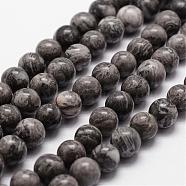 Natural Map Stone/Picasso Stone/Picasso Jasper Bead Strands, Round, 4mm, Hole: 1mm, about 89pcs/strand, 14.9 inch~15.1 inch(G-D840-60-4mm)