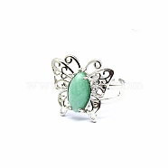 Natural Aventurine Finger Ring, Butterfly, Butterfly: 21x21mm(PW-WG44786-06)