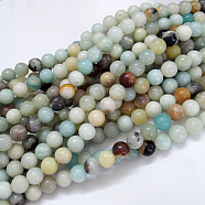 Natural Flower Amazonite Beads Strands, Round, 8mm, Hole: 1mm, about 47pcs/strand, 15.5 inch(39.5cm)(X-G-G692-01-8mm)