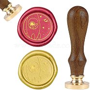 DIY Wood Wax Seal Stamp, Human Pattern, 90mm, Stamps: 25x14.5mm(AJEW-WH0131-115)