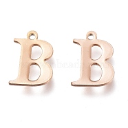 Vacuum Plating  304 Stainless Steel Charms, Laser Cut, Alphabet, Rose Gold, Letter.B, 12x8.5x0.8mm, Hole: 1mm(STAS-H112-B-RG)