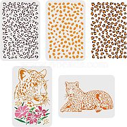 PET Hollow out Drawing Painting Stencils Sets for Kids Teen Boys Girls, for DIY Scrapbooking, School Projects, Leopard Pattern, 29.7x21cm, 4 sheets/set(DIY-WH0172-634)