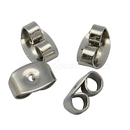 Earrings Findings Original Color 304 Stainless Steel Ear Nuts, Earring Backs, Size: about 4.5mm wide, 6.5mm long, 3.2mm thick, hole: 0.7mm(X-STAS-Q037-1)