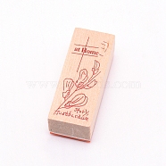 Wooden Stamps, with Rubber, Rectangle, Flower Pattern, 55x22x19mm(AJEW-WH0018-64K)