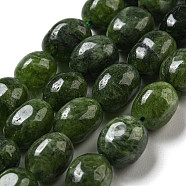 Natural Malaysia Jade Beads Strands, Oval, Dyed, Dark Green, 11~13x9~10x8.5~10mm, Hole: 1mm, about 16pcs/strand, 7.28~7.48 inch(18.5~19cm)(G-P528-N06-01)