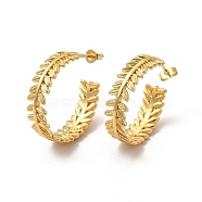Rack Plating Brass Leaf Wrap Stud Earrings, Half Hoop Earrings for Women, Cadmium Free & Lead Free, Real 18K Gold Plated, 24x26.5x8mm, Pin: 1mm(EJEW-P221-25G)