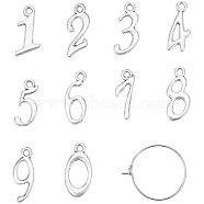 DIY Earrings Making, with Brass Rings Hoop Earrings and Alloy Number Pendants, Mixed Color, 20x0.8mm, 100pcs/box, 17.5~20x6~17.5x1mm, 100pcs/box(DIY-PH0024-82)