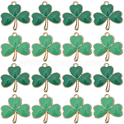 40Pcs 2 Colors Alloy Enamel Pendants, Golden, CloverCharm, Mixed Color, 22.5~23x22~23x2mm, Hole: 1.8~2mm, 20pcs/color(ENAM-SC0005-90)
