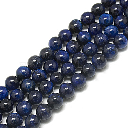 Natural Tiger Eye Beads Strands,  Dyed, Round, Dark Blue, 6mm, Hole: 1mm, about 62~63pcs/strand, 14.7~14.9 inch(G-S300-6mm-107E)