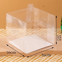 Foldable Transparent PET Cakes Boxes, Portable Dessert Bakery Boxes, Rectangle, Clear, 16x16x15cm(CON-PW0001-049F)