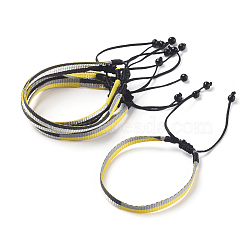 Unisex Adjustable Braided Bead Bracelets, with Glass Beads, Yellow, 1-7/8 inch~3-1/8 inch(4.8~8cm)(BJEW-J181-01A)