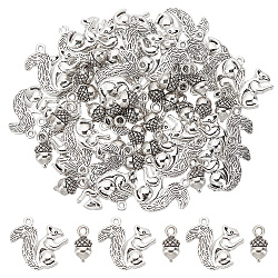 60Pcs 2 Style Alloy Charms, Cadmium Free & Lead Free, Squirrel & Acorns, Antique Silver, 14~21x7~21.5x3.5~6mm, Hole: 2mm, about 30pcs/style(TIBEP-SC0002-32)