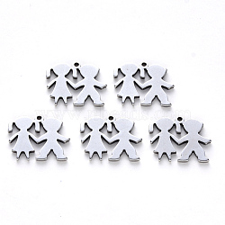 304 Stainless Steel Charms, Laser Cut, Brother and Sister, Stainless Steel Color, 13x15x1mm, Hole: 1mm(X-STAS-N092-81)