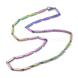 201 Stainless Steel Bar Link Chain Necklaces for Men Women, Rainbow Color, 19.92~20.00 inch(50.6~50.8cm)(NJEW-G112-07C-MC)