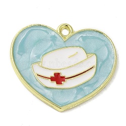 Medical Theme Alloy Enamel Pendants, Golden, Heart Charm, Hat, 21.5x25x1.5mm, Hole: 1.5mm(ENAM-U000-02B-05)