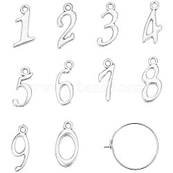 DIY Earrings Making, with Brass Rings Hoop Earrings and Alloy Number Pendants, Mixed Color, 20x0.8mm, 100pcs/box, 17.5~20x6~17.5x1mm, 100pcs/box(DIY-PH0024-82)