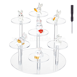 7-Tier Flat Round Acrylic Minifigures Organizer Display Risers, Assembled Action Figures/Doll Holder, Clear, Finish Product: 20x15.6cm(ODIS-WH0038-44A)