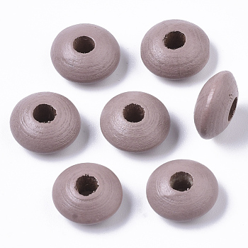 Dyed Natural Beech Wood Beads, Rondelle, Rosy Brown, 12x6mm, Hole: 3~4mm, about 1600pcs/500g