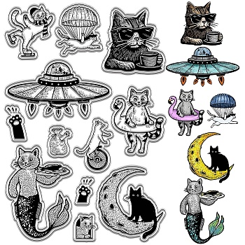 Custom PVC Plastic Clear Stamps, for DIY Scrapbooking, Photo Album Decorative, Cards Making, Stamp Sheets, Film Frame, Cat Shape, 160x110x3mm