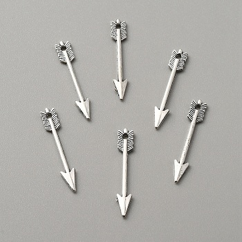 Zinc Tibetan Style Alloy Pendants, Arrow Charm, Antique Silver, 30x5x1.5mm, Hole: 1.4mm