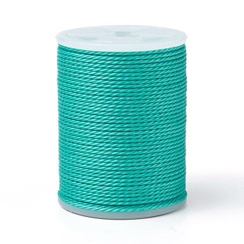Round Waxed Polyester Cord, Taiwan Waxed Cord, Twisted Cord, Turquoise, 1mm, about 12.02 yards(11m)/roll