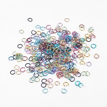 Aluminum Wire Open Jump Rings, Ring, Mixed Color, 20 Gauge, 6x0.8mm, Inner Diameter: 5mm, about 860pcs/20g