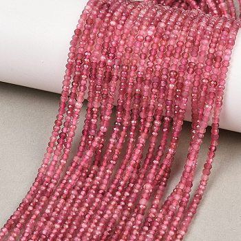 Faceted Rondelle Natural Pink Tourmaline Beads Strands, Grade AA, 3x2mm, Hole: 0.7mm, about 181~182pcs/strand, 14.88~14.96''(37.8~38cm)