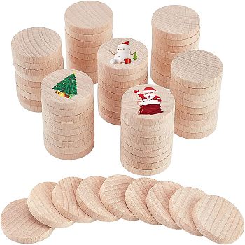 Unfinished Wooden Discs, Wood Cutout Circles Chips, for Arts & Crafts Projects, Flat Round, BurlyWood, 3x0.5cm, 100pcs/bag