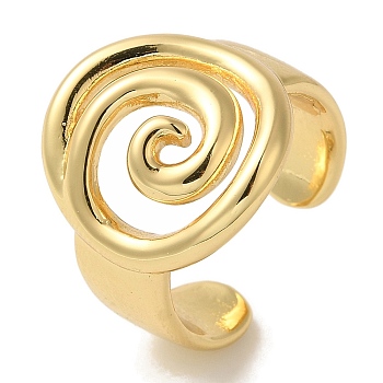 Vortex Rack Plating Brass Cuff Rings for Women, Cadmium Free & Lead Free, Long-Lasting Plated, Real 18K Gold Plated, Vortex: 17x18mm, Adjustable