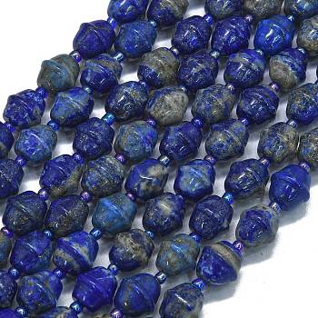 Natural Lapis Lazuli Beads Strands, Bell, with Seed Beads, 11x10mm, Hole: 1.4mm, about 31pcs/strand, 15.35''(39cm)