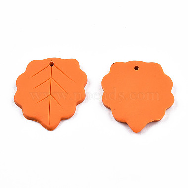 Dark Orange Leaf Polymer Clay Pendants